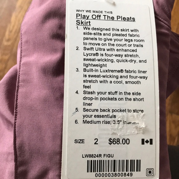NWT Lululemon Play Off The Pleats Skirt Sz 2 - Picture 8 of 8